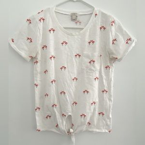 J Crew cropped flamingo print tee